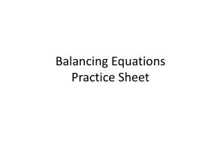 Balancing Equations Practice Sheet
