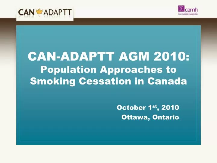 can adaptt agm 2010 population approaches to smoking cessation in canada