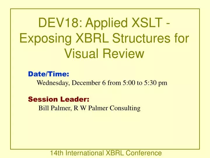 dev18 applied xslt exposing xbrl structures for visual review
