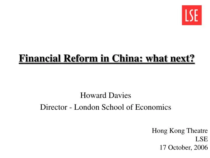 financial reform in china what next