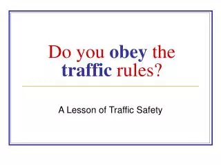 Do you obey the traffic rules?