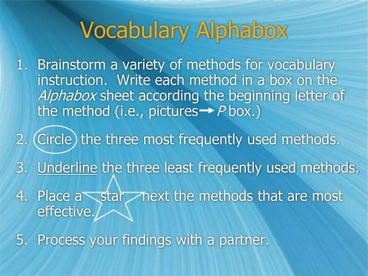 PPT - Vocabulary Alphabox PowerPoint Presentation, free download