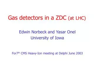 Gas detectors in a ZDC (at LHC)