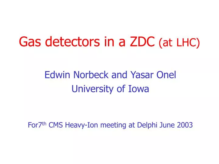 gas detectors in a zdc at lhc