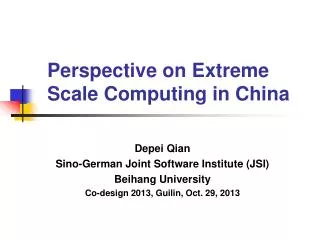 Perspective on Extreme Scale Computing in China