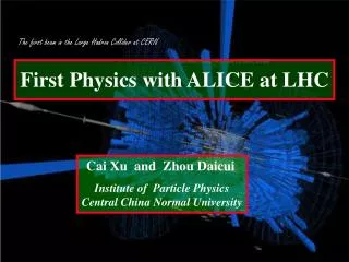 First Physics with ALICE at LHC
