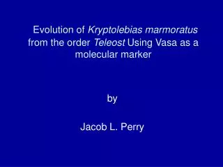 Evolution of Kryptolebias marmoratus from the order Teleost Using Vasa as a molecular marker