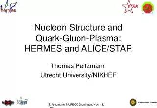 Nucleon Structure and Quark-Gluon-Plasma: HERMES and ALICE/STAR