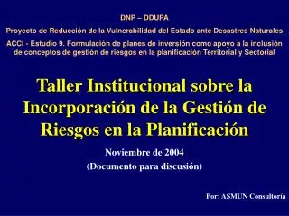 taller institucional sobre la incorporaci n de la gesti n de riesgos en la planificaci n