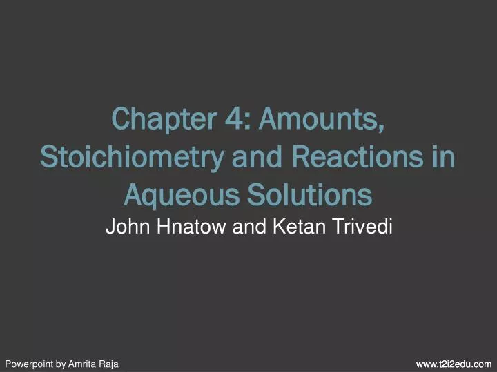 chapter 4 amounts stoichiometry and reactions in aqueous solutions