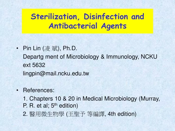 sterilization disinfection and antibacterial agents