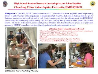 2010 High School Student Research Projects