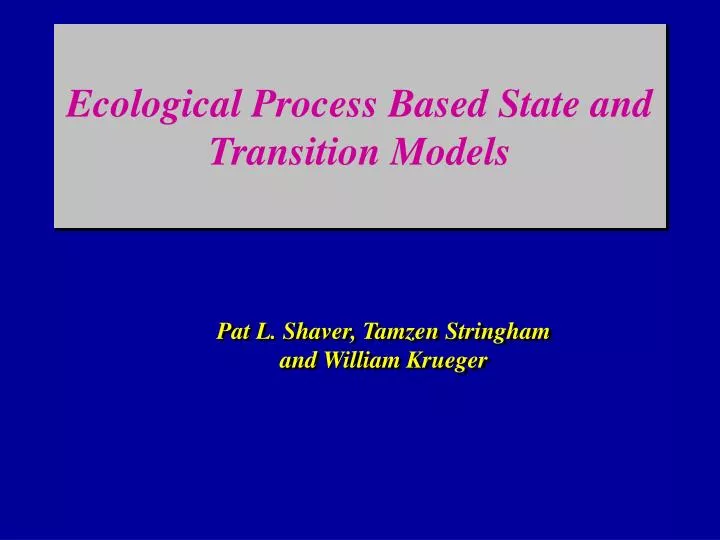 ecological process based state and transition models