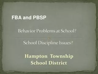 Behavior Problems at School? School Discipline Issues?