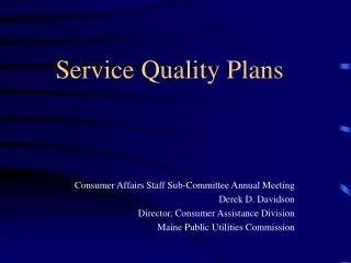 Service Quality Plans