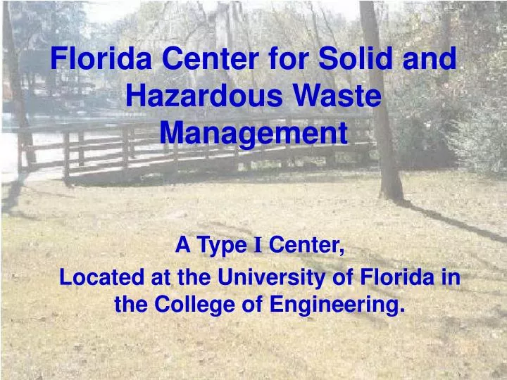 florida center for solid and hazardous waste management