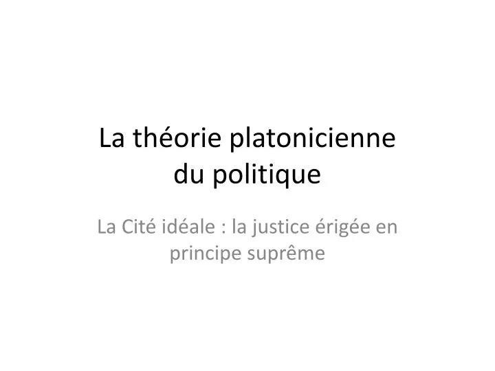 la th orie platonicienne du politique