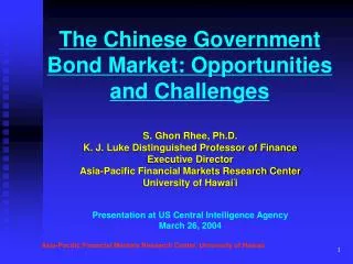 The Chinese Government Bond Market: Opportunities and Challenges