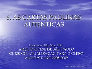 6 as cartas paulinas autenticas