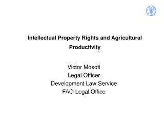 Intellectual Property Rights and Agricultural Productivity