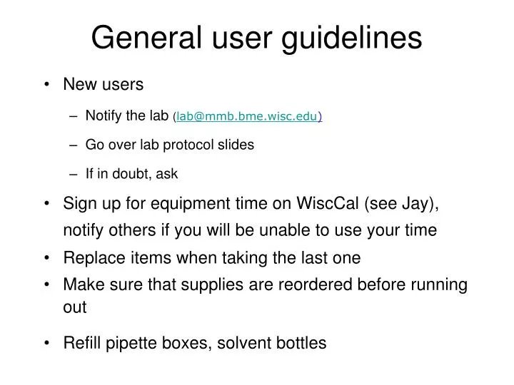 general user guidelines
