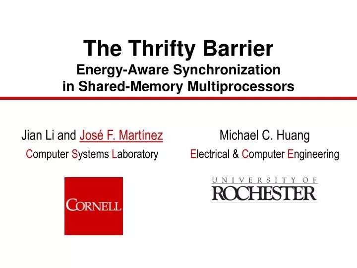 the thrifty barrier energy aware synchronization in shared memory multiprocessors