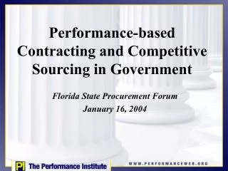 Performance-based Contracting and Competitive Sourcing in Government