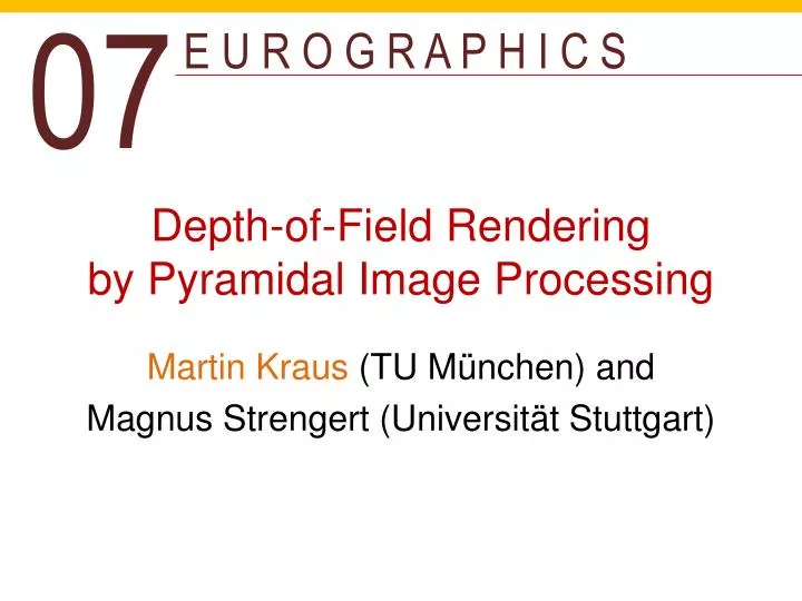 depth of field rendering by pyramidal image processing