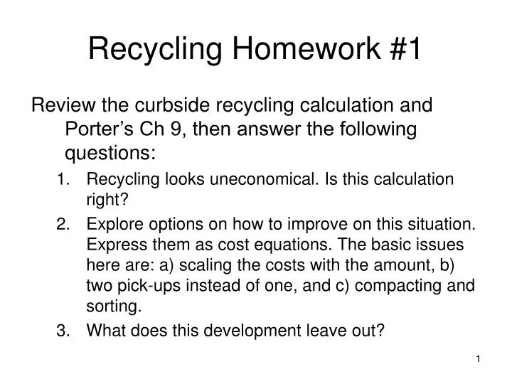 recycling homework 1