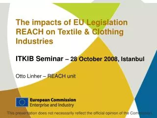 The impacts of EU Legislation REACH on Textile &amp; Clothing Industries