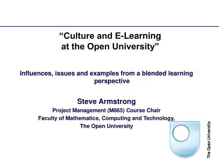 culture and e learning at the open university
