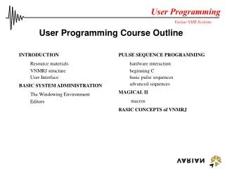 User Programming Course Outline