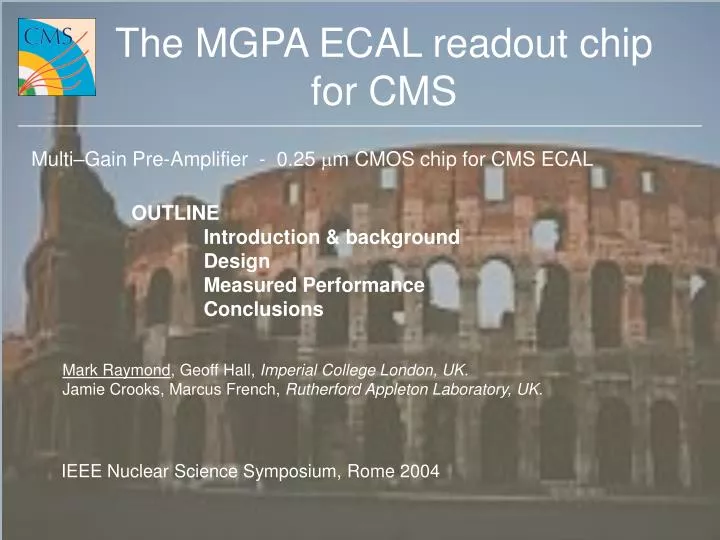 the mgpa ecal readout chip for cms