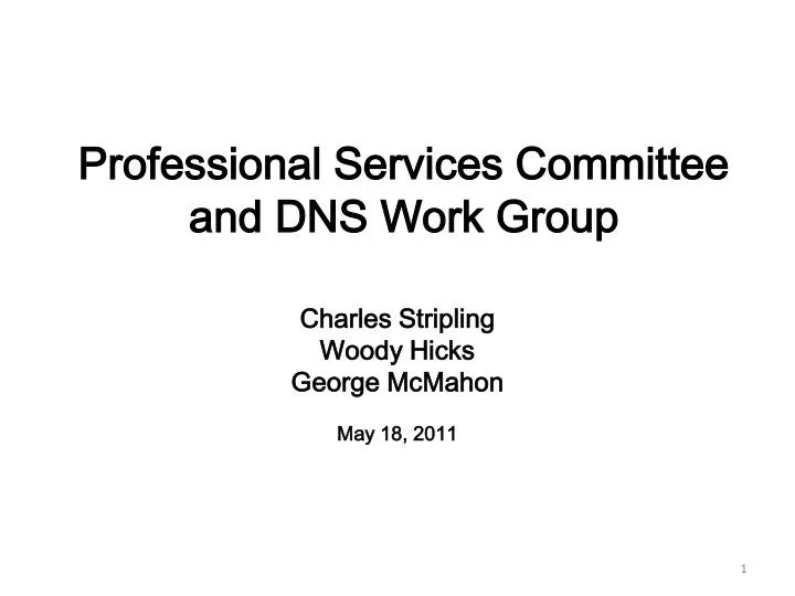professional services committee and dns work group