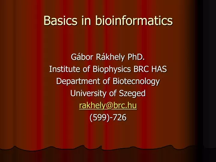 basics in bioinformatics