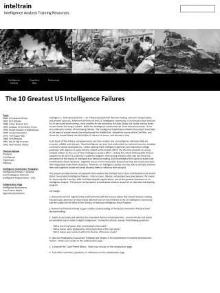 inteltrain Intelligence Analysis Training Resources