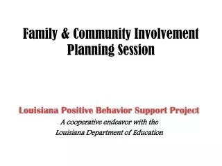 Family &amp; Community Involvement Planning Session