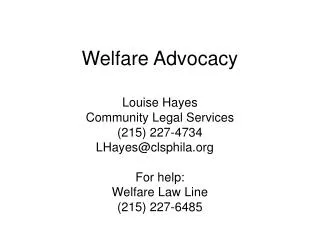 Welfare Advocacy