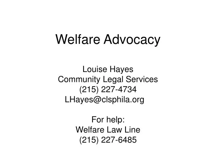 welfare advocacy