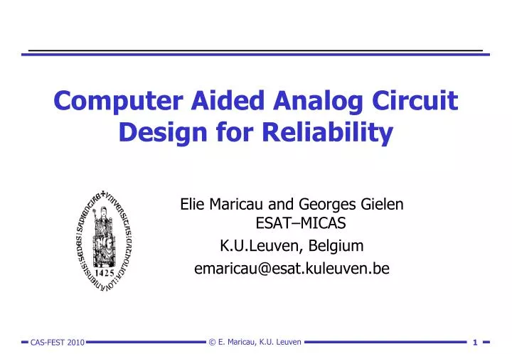 computer aided analog circuit design for reliability