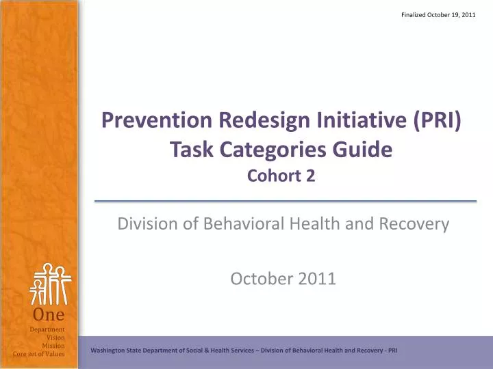 prevention redesign initiative pri task categories guide cohort 2