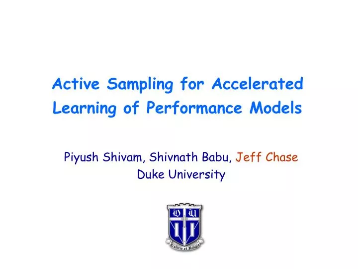 active sampling for accelerated learning of performance models