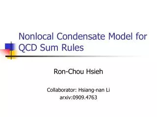 Nonlocal Condensate Model for QCD Sum Rules
