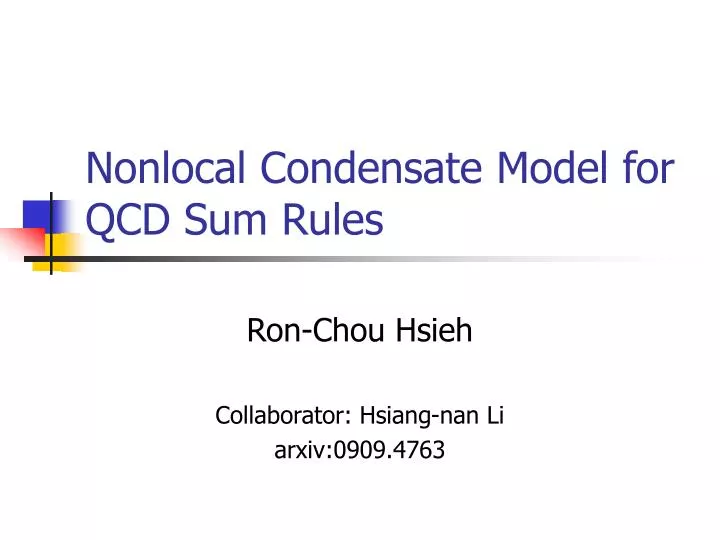 nonlocal condensate model for qcd sum rules