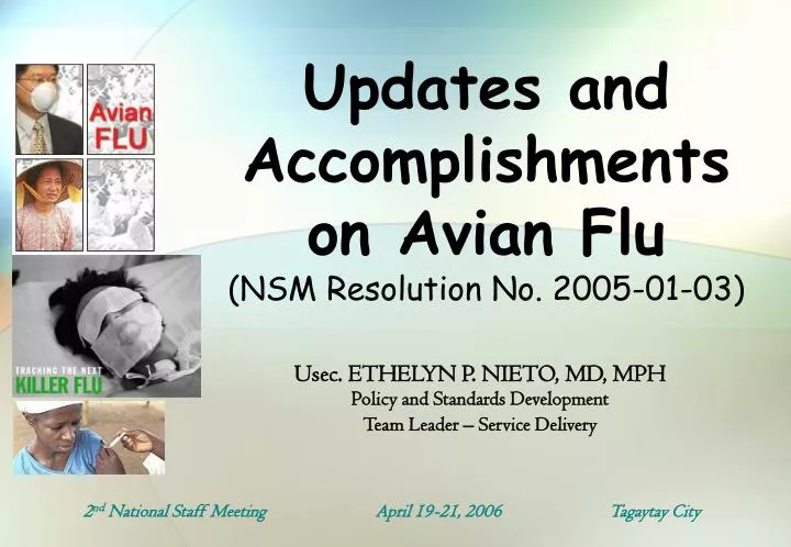 updates and accomplishments on avian flu nsm resolution no 2005 01 03