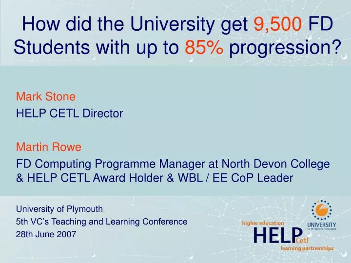 how did the university get 9 500 fd students with up to 85 progression