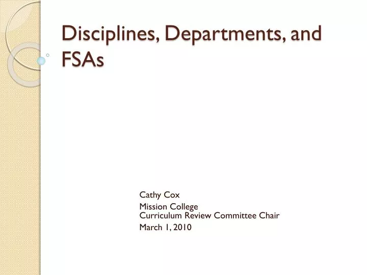 disciplines departments and fsas