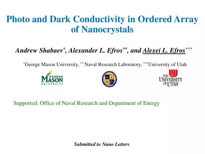 photo and dark conductivity in ordered array of nanocrystals