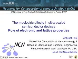 Thermoelectric effects in ultra-scaled semiconductor devices