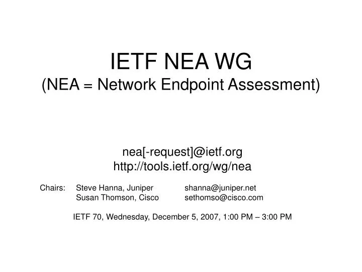 ietf nea wg nea network endpoint assessment